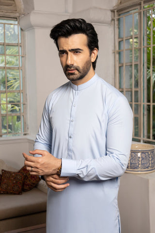 Men Grey Stitched Shalwar Kameez