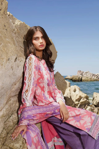 3 Piece Printed Lawn Flamingo Pink -KS-SS24-29